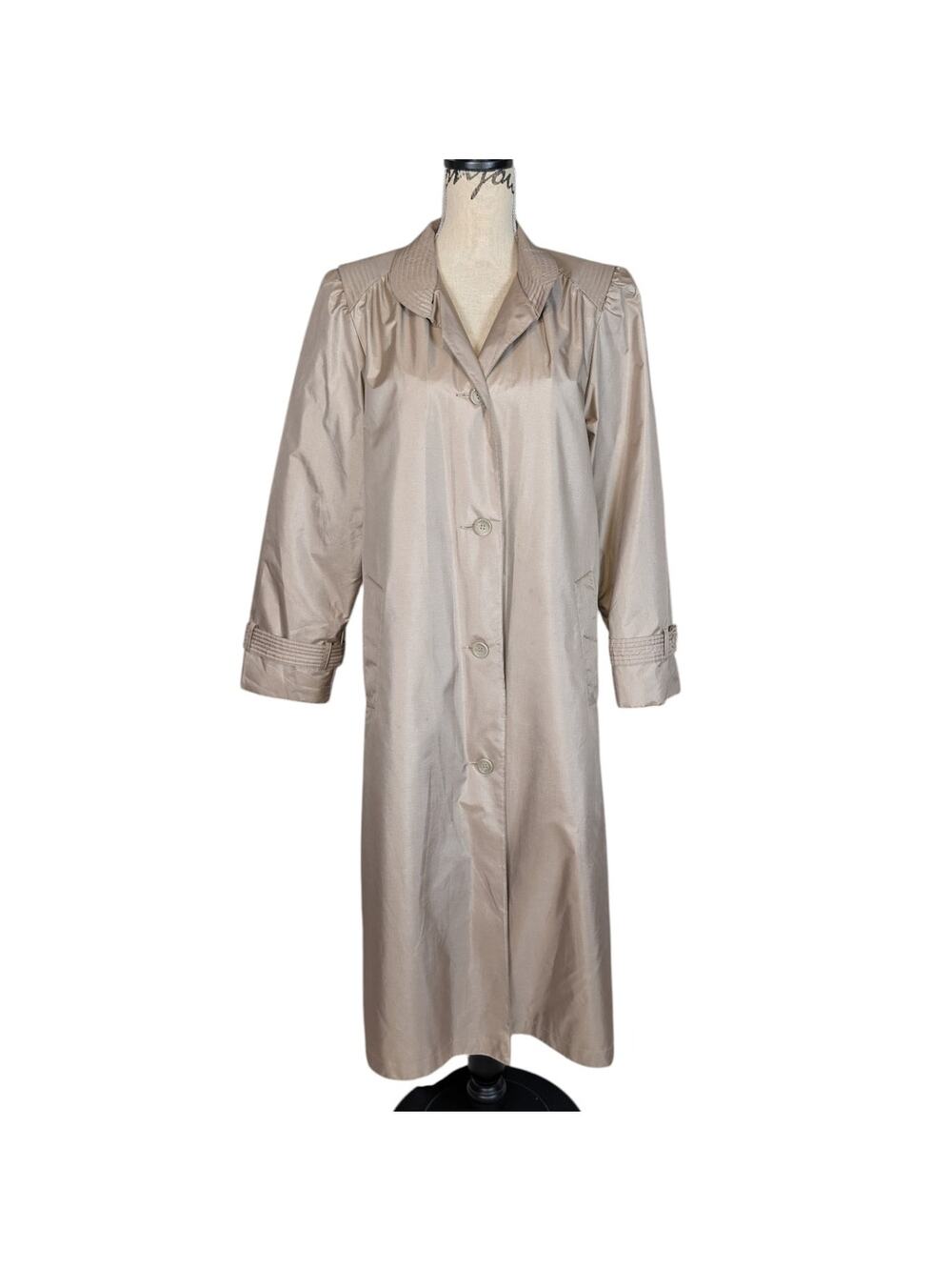 Vintage Windsor Bay Trench Coat Beige Zip-Out Lining Rain Coat Size 8